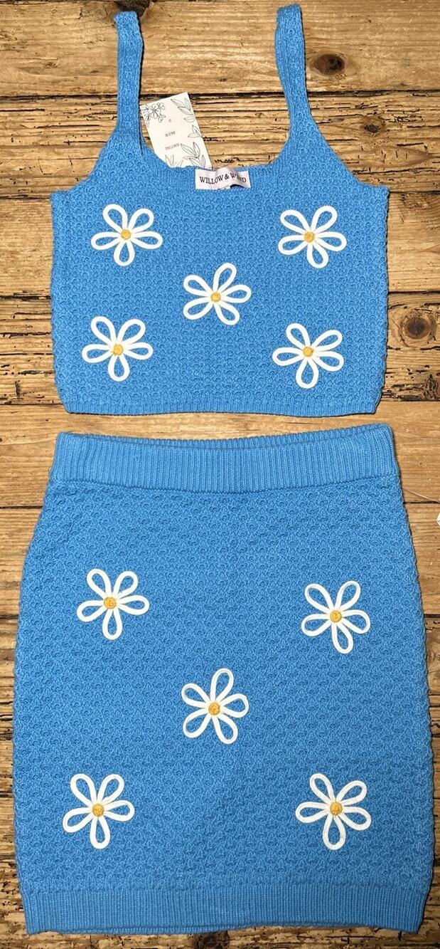 Willow & Wind Blue mini skirt and top size Women’s Size S